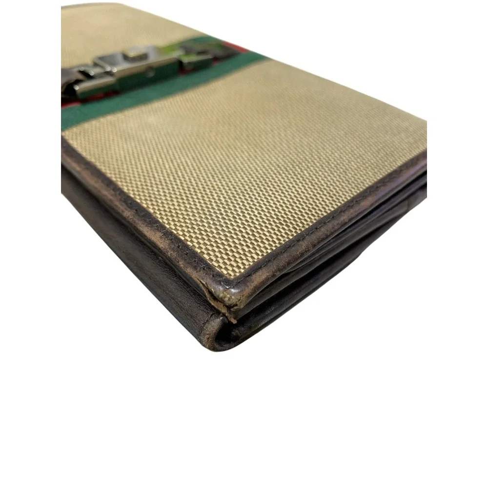Gucci Jackie Continental Long Wallet Brown Leather & Canvas with Silver Hardware - Picture 12 of 12